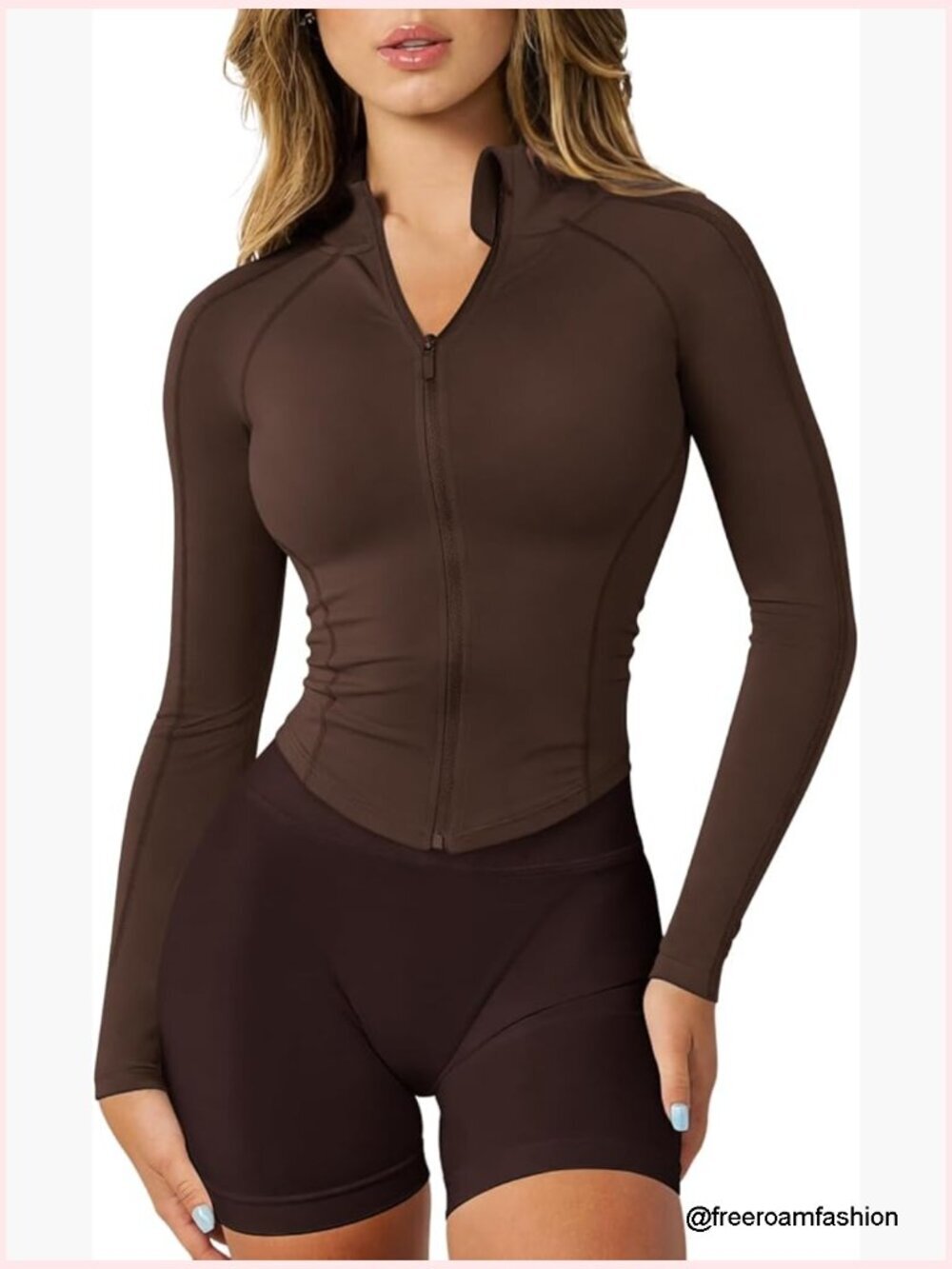 Lightweight Zip Up Track Jacket with Thumb Holes Slim Fit